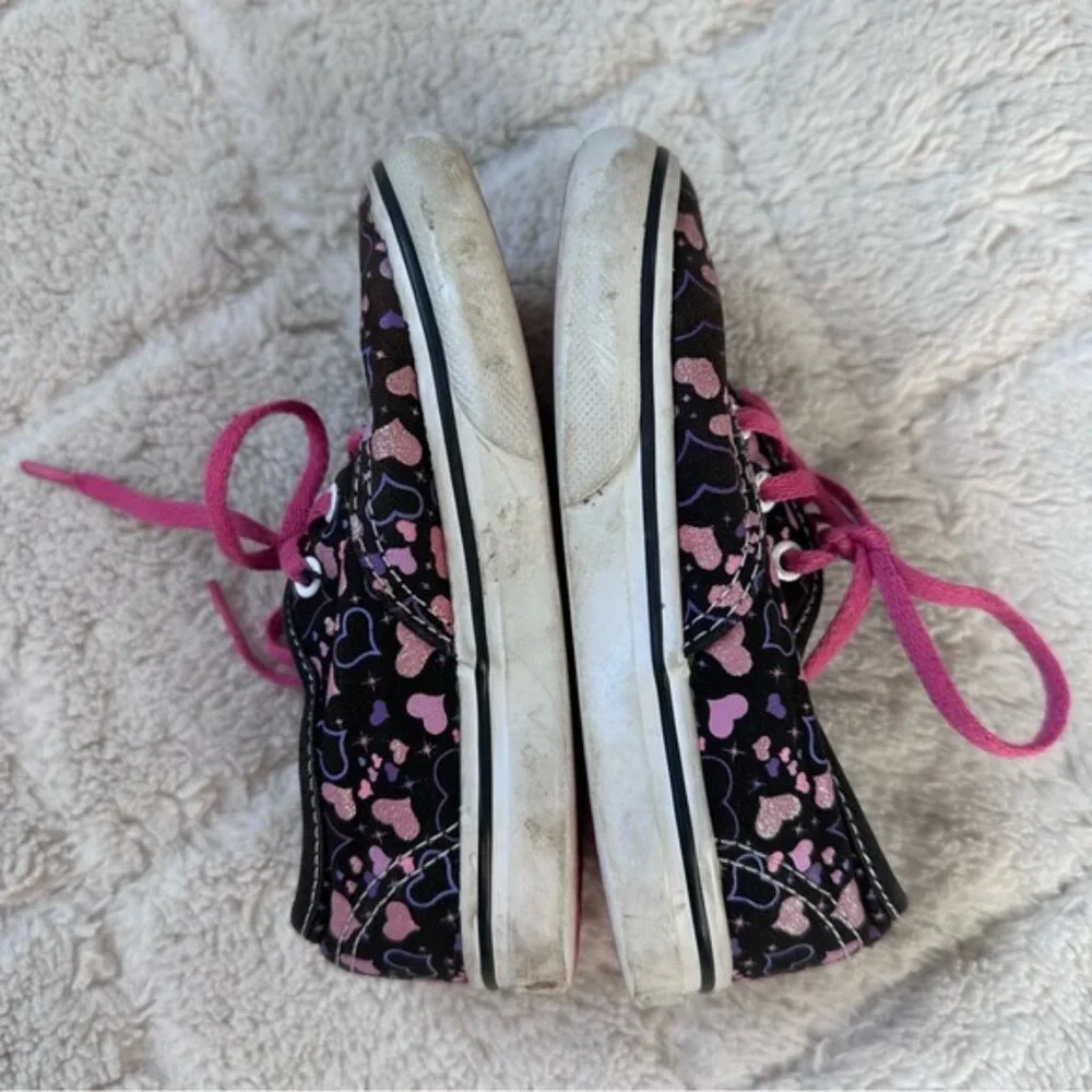Vans | Black and Pink Heart Shoes | Size 8
